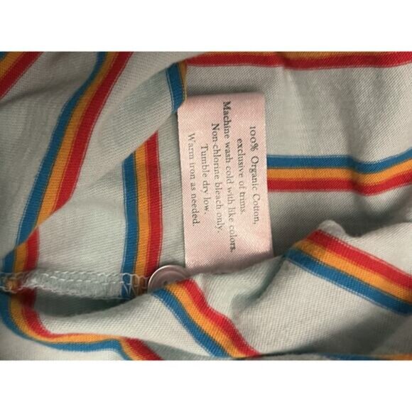 Criquet Polo Shirt Mens XL Aqua Blue Colorful Stripe Golf Organic Cotton - Picture 4 of 4